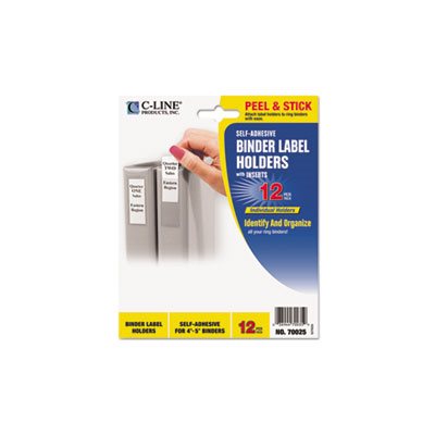 HOLDERS, LABEL, Self-Adhesive, Ring Binder, Top Load, 1.75" x 3.25", Clear, 12 / Pack