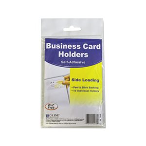 HOLDERS, BUSINESS CARD, Self-Adhesive, Side Load, 3.5" x 2", Clear, 10 / Pack