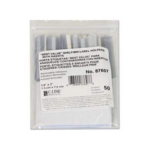 HOLDERS, LABEL, Self-Adhesive, Top Load, .5" X 3", Clear, 50 / Pack