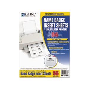 NAME BADGE INSERTS, 3.5" x 2.25", White, 56 / Pack