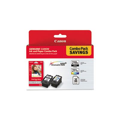 INK, CANON, (PGI-210XL / CL-211XL) High-Yield, INK / Paper Combo, BLACK / TRI-COLOR