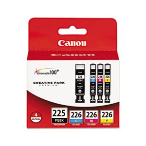 INK, CANON, (PGI-225, CLI-226), CYAN / MAGENTA / PIGMENT BLACK / YELLOW, 4 / PACK