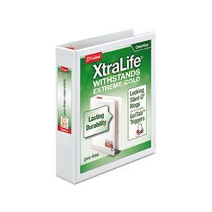 BINDER, XtraLife, ClearVue, Non-Stick, Locking, Slant-D Ring, 1.5" Cap, 11" x 8.5", White