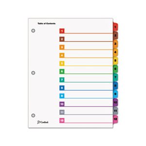 INDEX, SYSTEM, Traditional, OneStep, 12-Tab, 1-12, Letter, Multicolor, 12 / Set