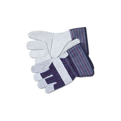 GLOVES, Split Leather Palm, Large, Gray, Pair