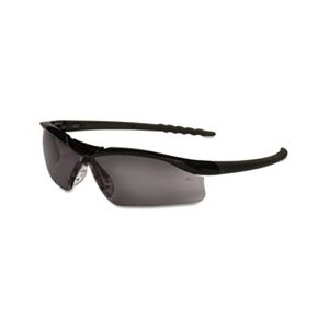 GLASSES, SAFETY, Dallas, Wraparound, Black Frame, Gray Lens