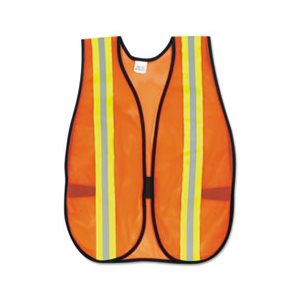 VEST, SAFETY, Orange, 2" Reflective Strips, Polyester, Side Straps, One Size