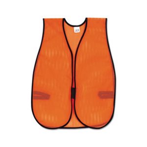 VEST, SAFETY, Orange, Polyester Mesh, Hook Closure, 18" x 47", One Size