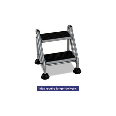 STOOL, STEP, ROLLING, COMMERCIAL, 2-Step, 19.7" Spread, Platinum / Black