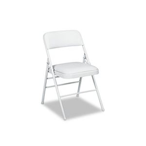 CHAIRS, FOLDING, Deluxe, Vinyl, Padded Seat & Back, Light Gray, 4 / Carton