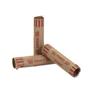 COIN WRAPPERS, Preformed, Tubular, Pennies, $.50, 1000 Wrappers / Box