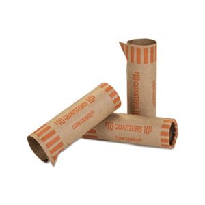 COIN WRAPPERS, Preformed, Tubular, Quarters, $10, 1000 Wrappers / Box