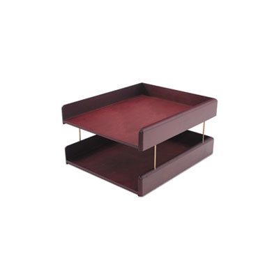 DESK TRAY, Hardwood, Double, Letter, Two Tier, Mahogany FINISH