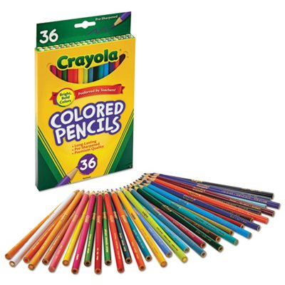 PENCILS, COLORED, Long Barrel, Woodcase, 3.3 mm, Assorted, 24 / Set