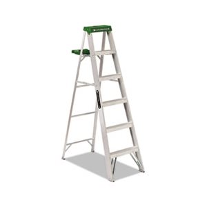 LADDER, STEP, FOLDING, ALUMINUM, #428, 5-Step, 6', Green