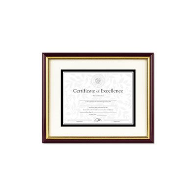 FRAME, PLASTIC, Document / Certificate, w /  Mat, 11" x 14", 8.5" x 11", Mahogany / Gold