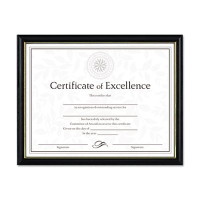 FRAME, Document / Diploma, Wood, Two-Tone, 8.5" x 11", Black w / Gold Leaf Trim