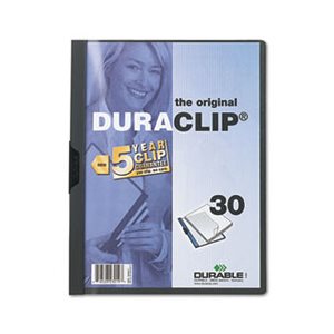 Vinyl DuraClip Report Cover, Letter, Holds 30 Pages, Clear / Graphite