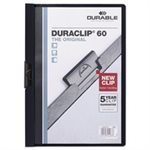 Vinyl DuraClip Report Cover w / Clip, Letter, Holds 60 Pages, Clear / Navy