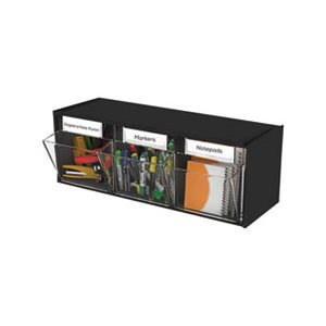 STORAGE SYSTEM, Tilt Bins, Plastic, 3 Bins, 23.625" x 7.75" x 9.5", Black