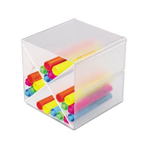 ORGANIZER, Desk Cube, w /  "X" Dividers, 6" x 7.2" x 6", CLEAR PLASTIC