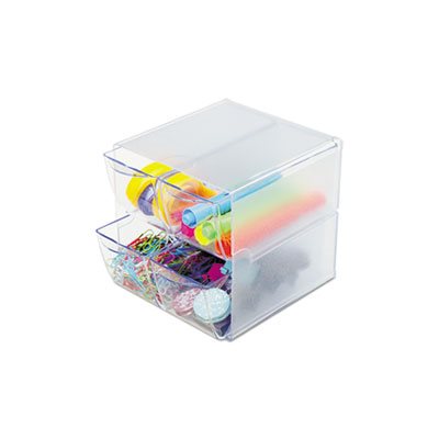 ORGANIZER, Desk Cube, w /  Four Drawers, 6" x 7.125" x 6", CLEAR PLASTIC