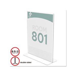 SIGN HOLDER, Superior Image, Stand-Up, Double-Sided, Plastic, 8.5" x 11", Insert, Clear