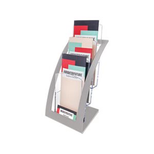 HOLDER, LEAFLET, Three-Tier, 6.75"w x 6.9375"d x 13.3125"h, Silver