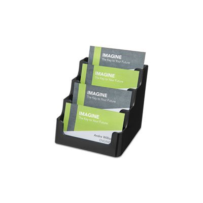 Recycled Business Card Holder, Holds 200 2 x 3 1 / 2 Cards, Four-Pocket, Black