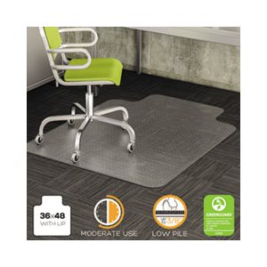 MAT, CHAIR, DuraMat, Moderate Use, for Low Pile Carpet, W / LIP, 36" x 48", Clear