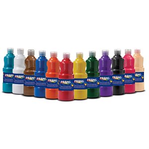 PAINT, TEMPERA, PRANG, Ready-to-Use, 12 Assorted Colors, 16 oz, 12 / Pack