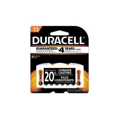 BATTERY, HEARING AID, DURACELL, Button Cell, Lithium, #13, 8 / PACK