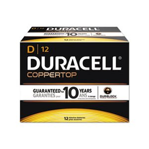 BATTERIES, D, DURACELL CopperTop, Alkaline, w /  Duralock Power Preserve Technology, 12 / Box