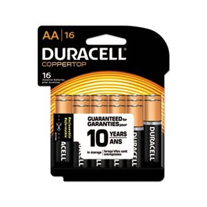 BATTERIES, AA, DURACELL CopperTop, Alkaline, w /  Duralock Power Preserve Technology, 16 / PACK