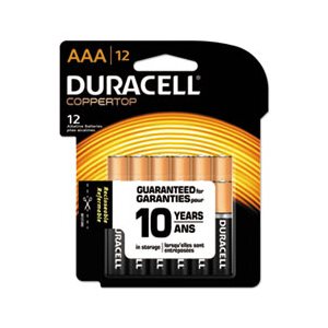 BATTERIES, AAA, DURACELL CopperTop, Alkaline, w /  Duralock Power Preserve Technology, 12 / PACK