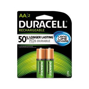 BATTERIES, AA, DURACELL Rechargeable NiMH, w /  Duralock Power Preserve Technology, 2 / PACK