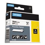TAPE, LABEL, DYMO, Rhino, Flexible, Nylon, Industrial, .75" x 11.5', White / Black Print