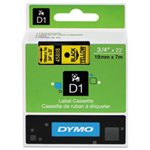 TAPE, LABEL, DYMO, D1, High-Performance, Polyester, Removable, .75" x 23', Black on Yellow