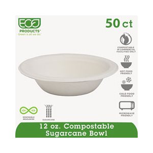 BOWLS, Renewable, Compostable, Sugarcane, 12 oz., 50 / PACK