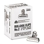 CLIPS, Bulldog, Steel, .5" Capacity, 2.25"w, Nickel-Plated, 36 / Box