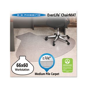 MAT, CHAIR, 66" x 60", CONTOUR, EverLife, For Medium Pile Carpet, Clear
