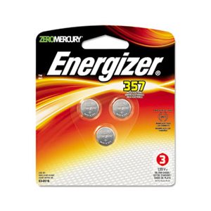 BATTERY, ENERGIZER, SILVER OXIDE BUTTON, 357, 1.5V, MercFree, 3 / PACK