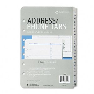 TABS, ADDRESS / PHONE, FRANKLIN COVEY, MONARCH STYLE, 8.5" X 11"