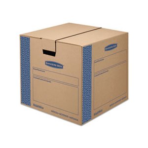 BOXES, MOVING, FELLOWES SmoothMove, Prime, Medium, 18"l x 18"w x 16"h, Kraft / Blue, 8 / Carton