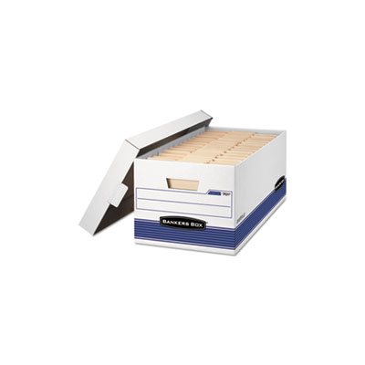 BOX, STORAGE, FELLOWES STOR / FILE, Letter, Locking Lid, White / Blue, 4 / Carton