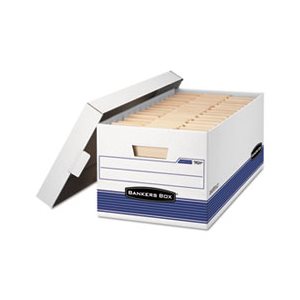 BOX, STORAGE, FELLOWES STOR / FILE, Letter, Locking Lid, White / Blue, 4 / Carton