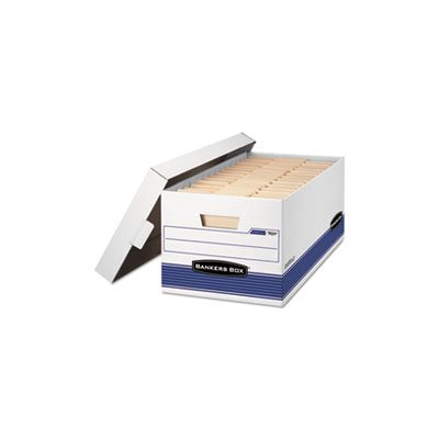 BOX, STORAGE, FELLOWES STOR / FILE, Legal, Locking Lid, White / Blue, 4 / Carton