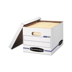 BOX, STORAGE, FELLOWES STOR / FILE, Letter / Legal, Lift-off Lid, White / Blue, 12 / Carton