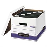 BOX, STORAGE, FELLOWES HANG'N'STOR, Legal / Letter, Lift-off Lid, White / Blue, 4 / Carton