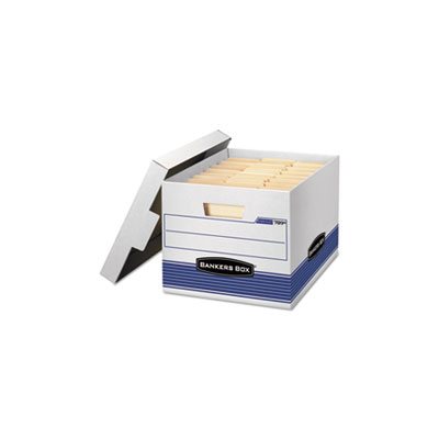 BOX, STORAGE, FELLOWES STOR / FILE, Med-Duty, Letter / Legal, Locking Lid, White / Blue, 12 / CARTON